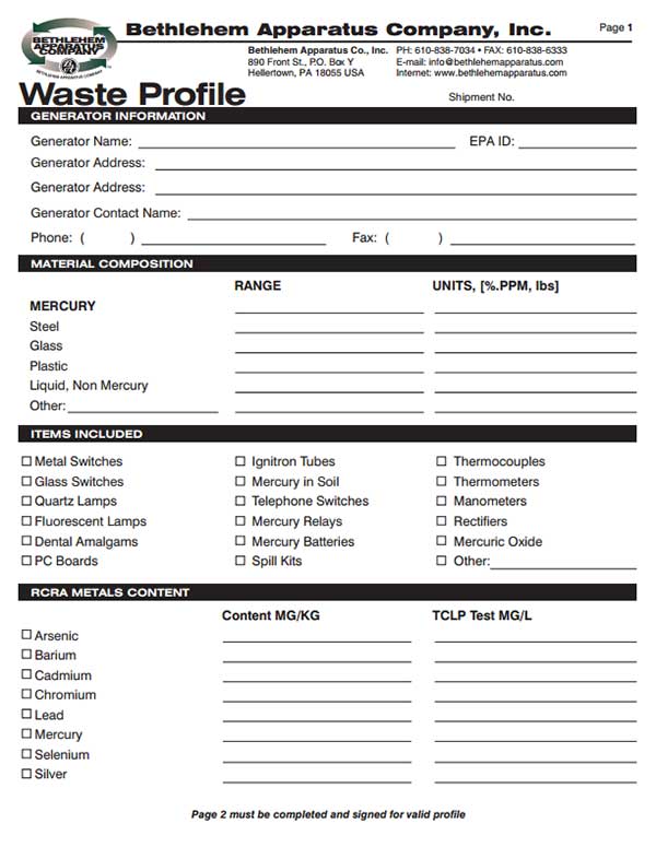 Waste Profile