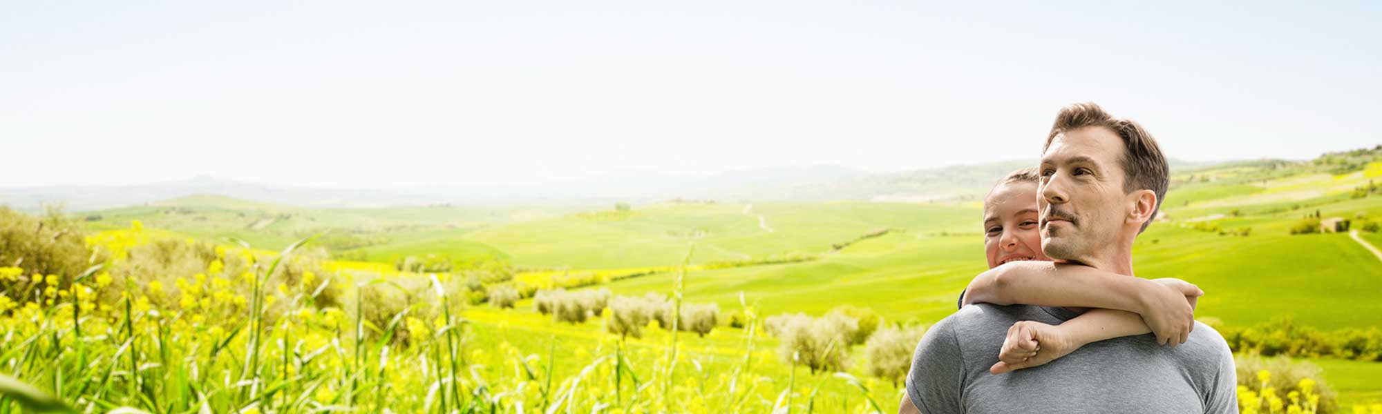 People in green field