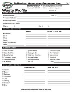 waste profile form